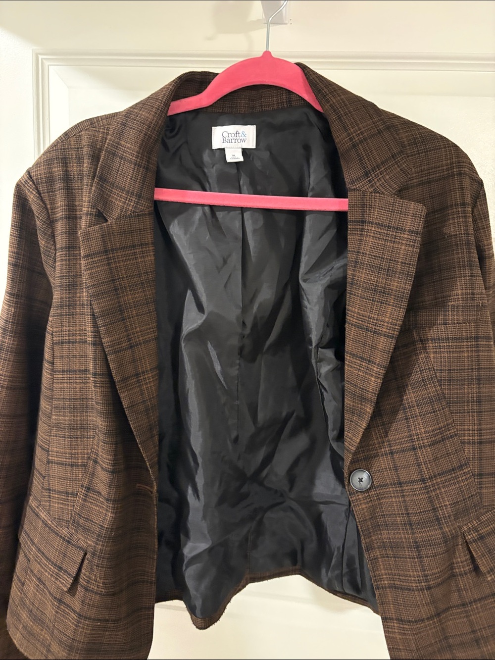 Croft & Barrow Brown Plaid Jacket with Black Lining